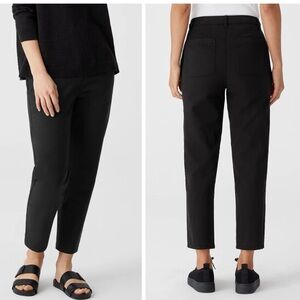 Eileen Fisher Ankle Length Organic Cotton Hemp Tapered Pants Black Size 12 NEW